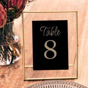 Classy Black & Gold Wedding Table Number