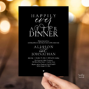 Classy Black Happily Ever After Dinner Wedding Invitation