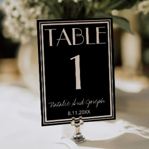 Classy Black Ivory Old Money Wedding Table Number
