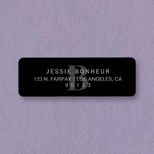 Classy Black & Light Dark Grey Return Address Label