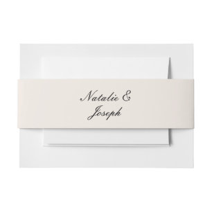 Classy Black Old Money Fancy Wedding Invitation Belly Band