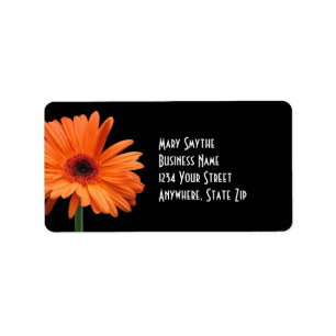 Classy Black & Orange Gerbera Daisy Label