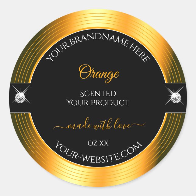 Classy Black Orange Shiny Brilliants Product Label (Front)