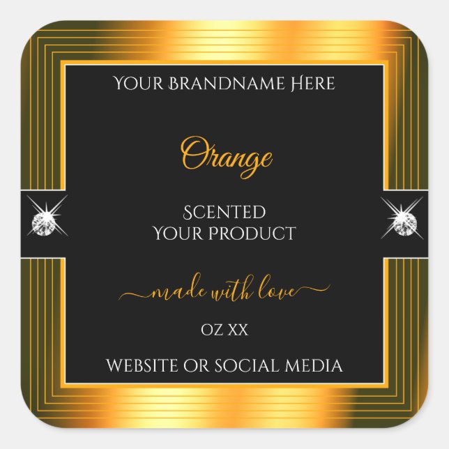 Classy Black Orange Shiny Brilliants Product Label (Front)