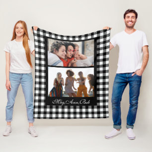 Classy Black Personalised friends Photo and Names  Fleece Blanket