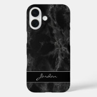 Classy Black Polished Marble Stone with Name