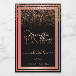 Classy Black Product Packaging Labels Rose Gold