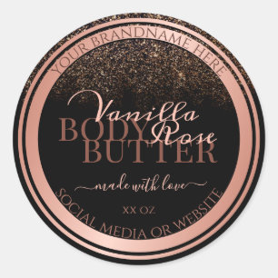 Classy Black Product Packaging Labels Rose Gold