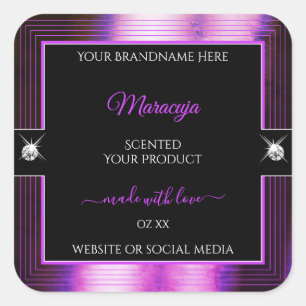 Classy Black Purple Shiny Brilliants Product Label