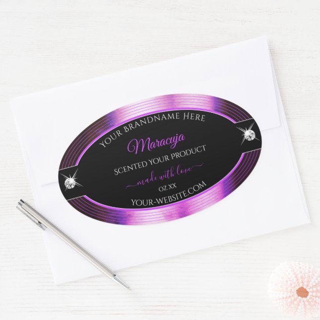 Classy Black Purple Shiny Brilliants Product Label (Envelope)