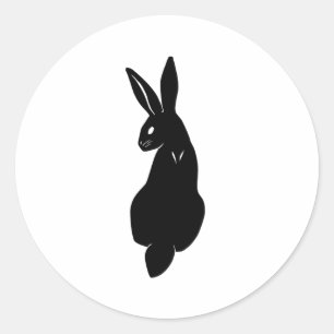Classy Black Rabbit Silhouette Classic Round Sticker