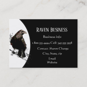 Classy Black Raven Bird  Business Service Shop  Business Card