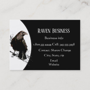 Classy Black Raven Bird Business Service Shop Card