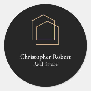 Classy Black Real Estate Classic Round Sticker