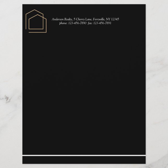 Classy Black Real Estate Custom Letterhead (Front)