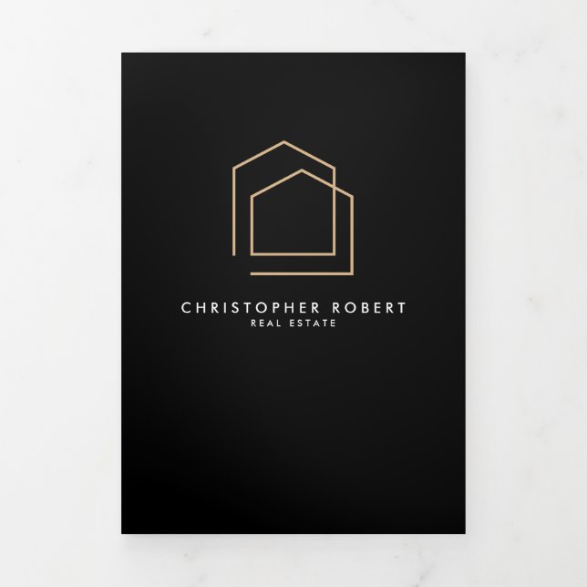 Classy Black Real Estate Fold Card (Cover)