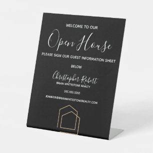 Classy Black Real Estate Pedestal Sign