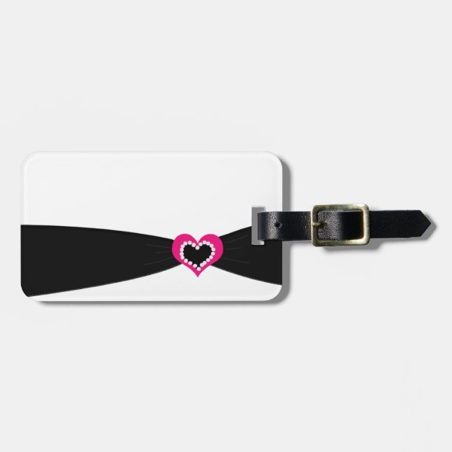 Classy Black Ribbon Luggage Tag (Front Horizontal)
