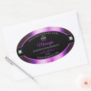 Classy Black Shiny Purple with Logo Product Label