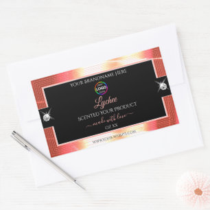 Classy Black Shiny Rose Golden Logo Product Label