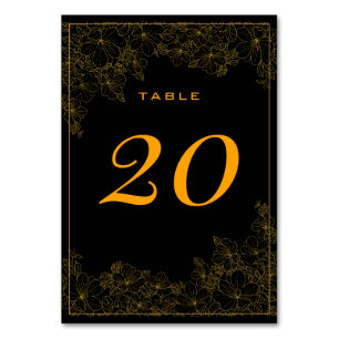 Classy Black & Subtle Golden Pattern Table Number