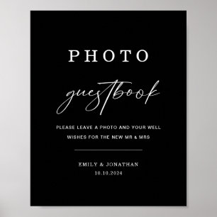 Classy Black Wedding Photo Guest book Sign