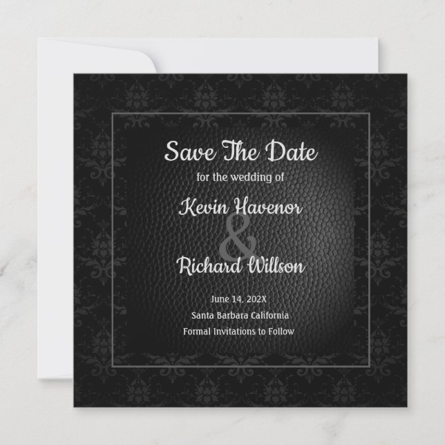 Classy Black Wedding Save The Date (Front)