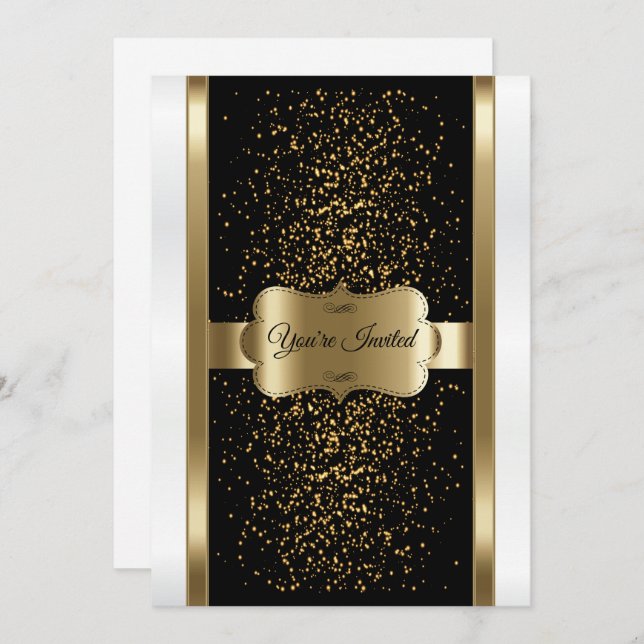 Classy Black, White and Gold Invitation (Front/Back)