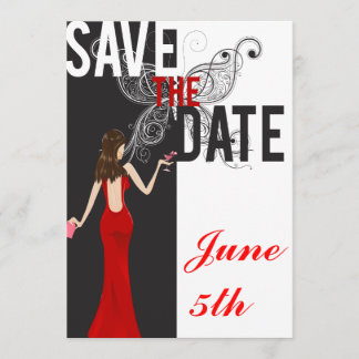 Classy Black, White, And Red Save the Date