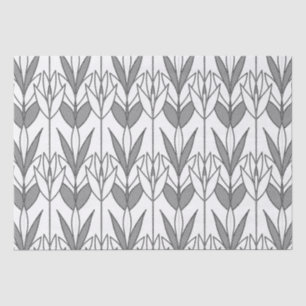 Classy Black & White Art Deco Floral Pattern Chic Tissue Paper