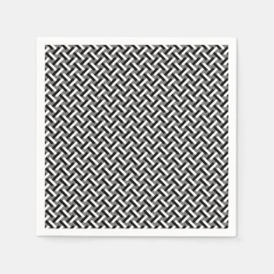 Classy Black & White Art Deco Herringbone Pattern Napkin
