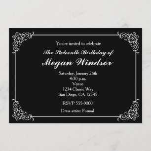 Classy Black & White Elegant Party Invitations