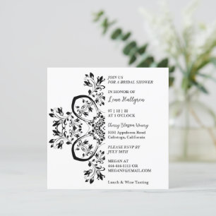 Classy Black & White Floral Invitation
