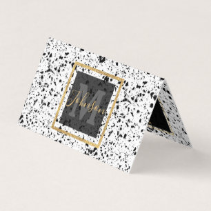 Classy Black White Marble Terrazzo Business Card