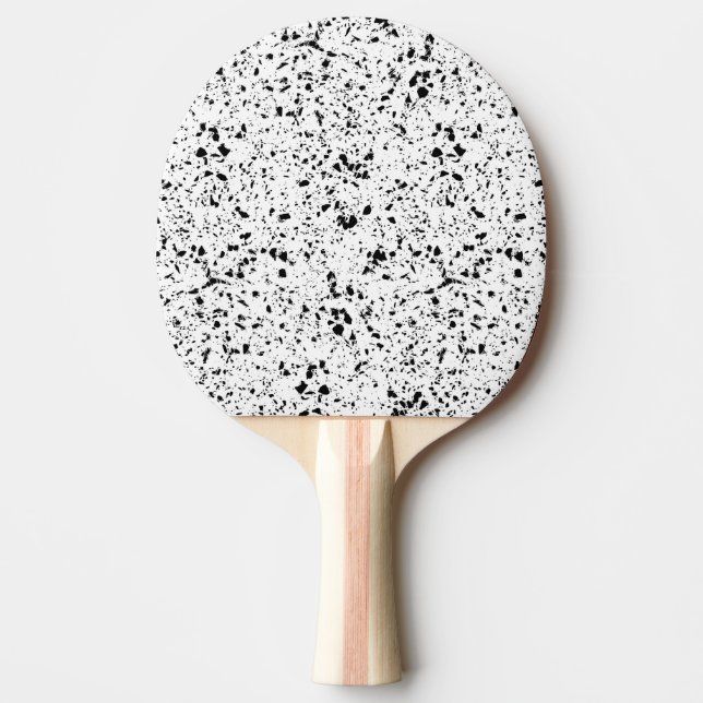 Classy Black White Marble Terrazzo Ping Pong Paddle (Front)