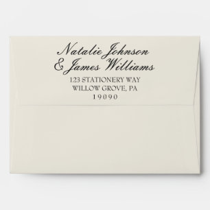 Classy Black White Old Money Vintage Wedding Envelope