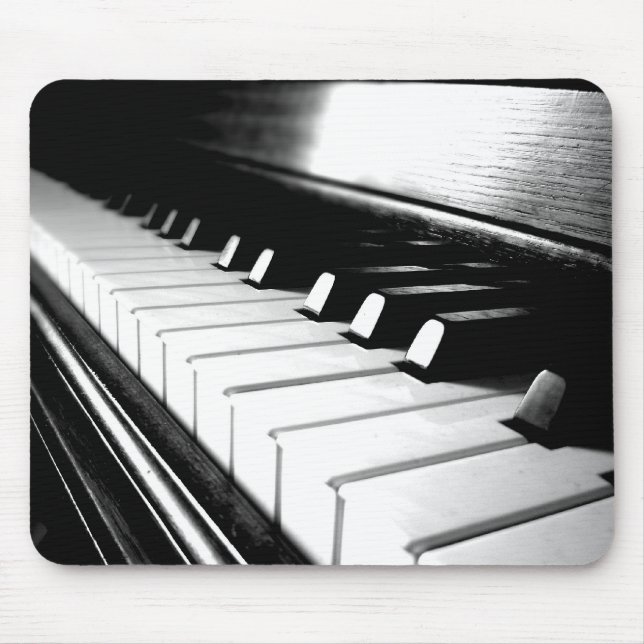 Classy Black & White Piano Photography Mouse Pad (Front)