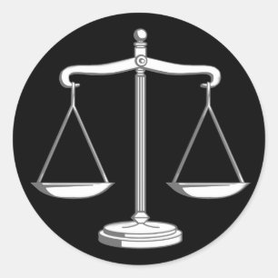 Classy Black & White Scales of Justice   Law Gifts Classic Round Sticker