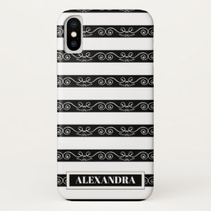 Classy Black White striped iPhone X Case