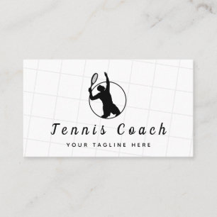 Classy Black & White Tennis Coach Professional Business Card