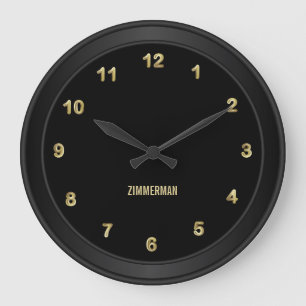 Classy Black with Gold Large Clock