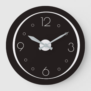 Classy Black with White Nos  >Simplistic Clocks