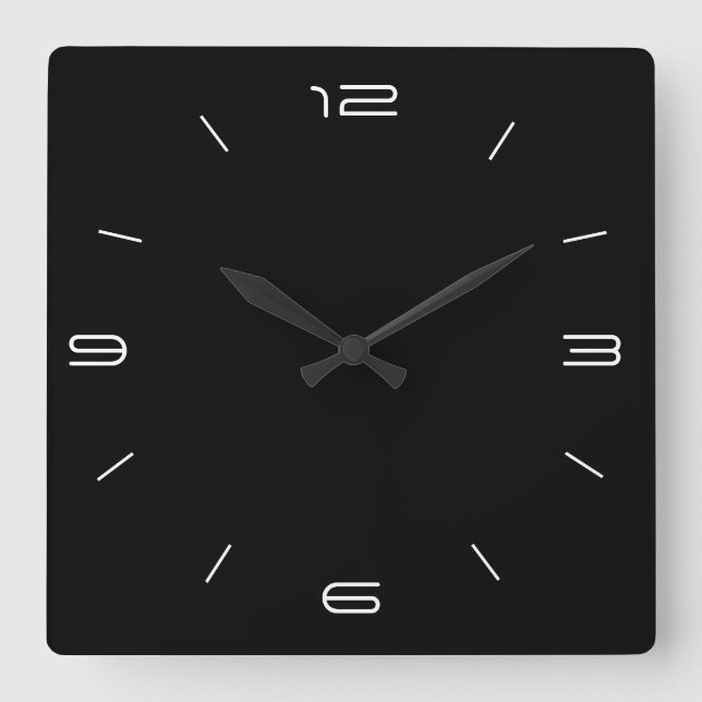 Classy Black with White Numerals> Square Clocks (Front)