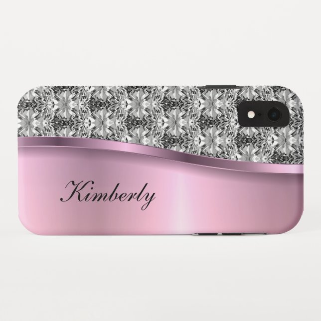 Classy Bling Monogram Rose Gold Design Case-Mate iPhone Case (Back (Horizontal))