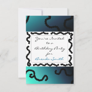 Classy Blue and Black Beaded Birthday Invitation