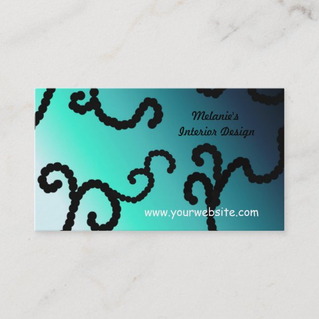 Classy Blue and Black Interior Design Business Card (Front)