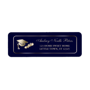 Classy Blue and Gold Graduate Address Labels