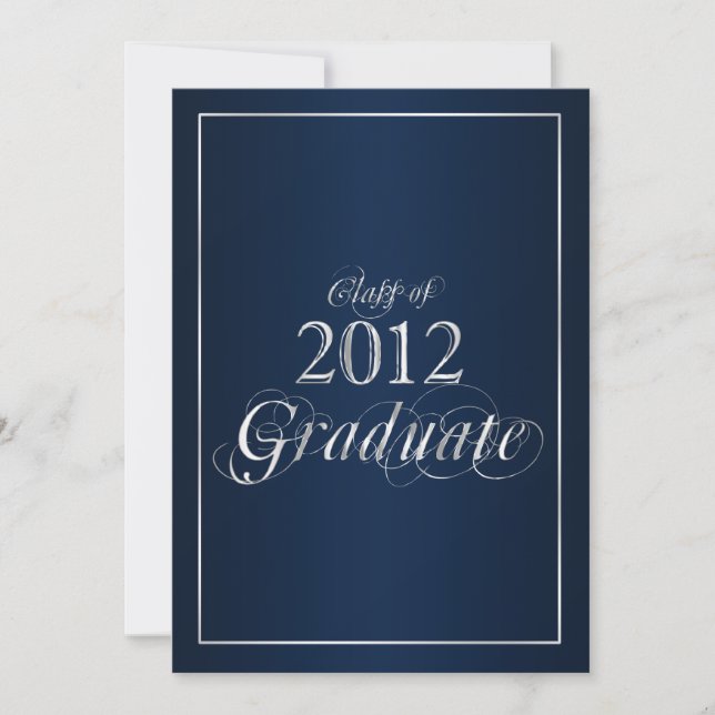 Classy Blue and Silver 2012 Graduate Invitation (Front)