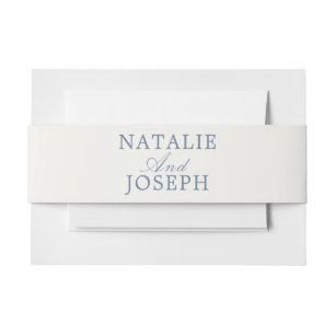 Classy Blue And White Old Money Fancy Wedding Invitation Belly Band