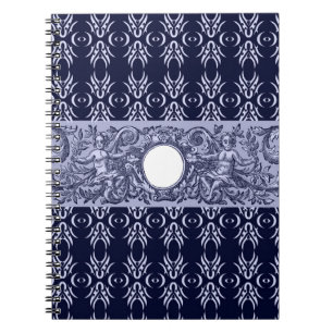 Classy Blue Baroque Pattern by LeahG - cherubs Notebook